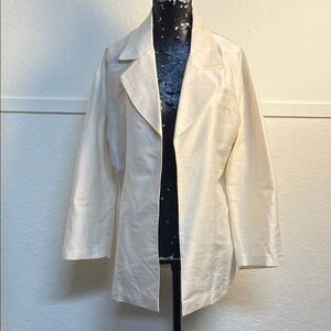 Women’s Raw Silk Open Front Cream Blazer